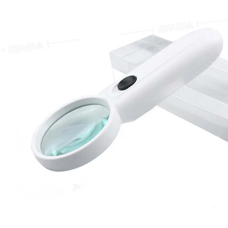 With 2 LED Light 5x Magnifying Glass Handheld Glass Loupe Magnifier Portable Pocket Tool Professional