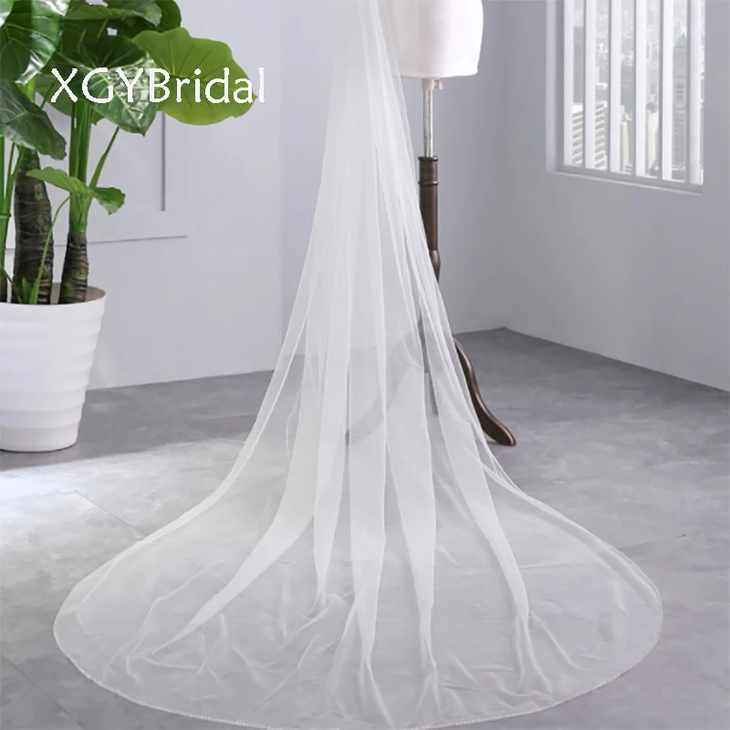 New Arrival Bridal Veil Long One-Layer Wedding Veil Cathedral Lace Edge Tulle White Ivory With Comb Wedding Accessories