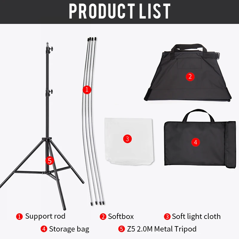 Z5 2M Tripod Photography Softbox Lighting Kits 41x41cm Professional Light System Soft Box For Photo Studio Flash Diffuser