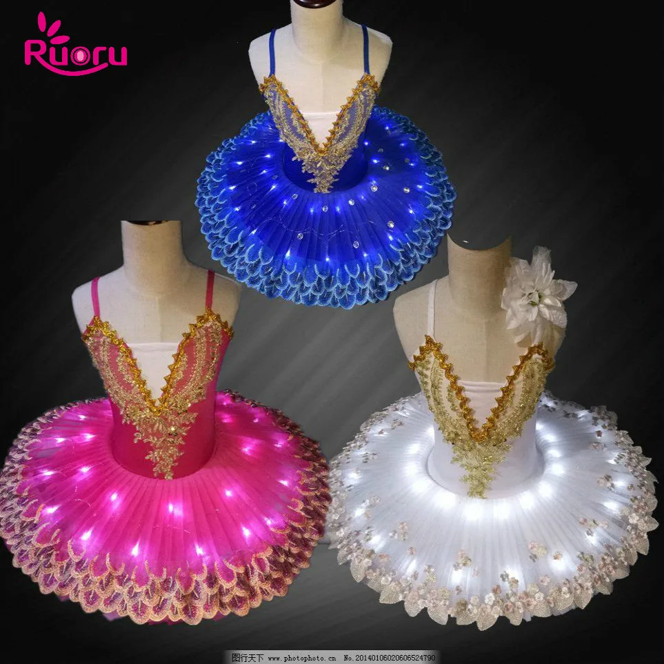 Ruoru Professional Ballerina Led Ballet Tutu For Child Children Kids Girls Adults Pancake Tutu Dance Costumes Ballet Dress Girls