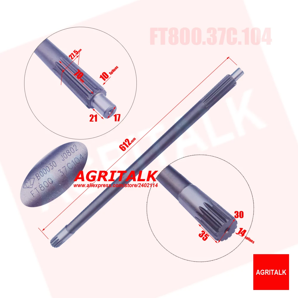 FT800.37C.104 , PTO shaft  ( front  half ) for Foton Lovol TF series tractor