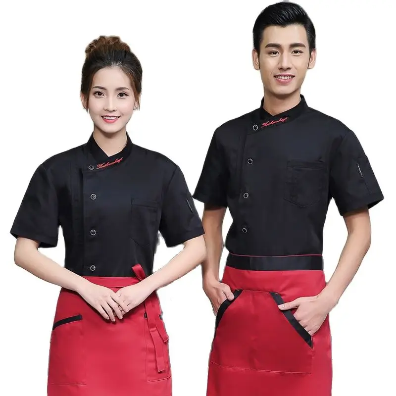 Chef's Work Clothes Short Sleeves Kitchen Male Canteen Uniform Sushi Chef Uniform Coat