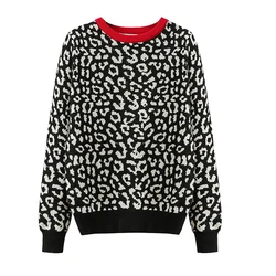 2023 korean jumper Autumn winter Knitted Sweater Women oversized sweaters female leopard jacquard fashion wool blends pullover