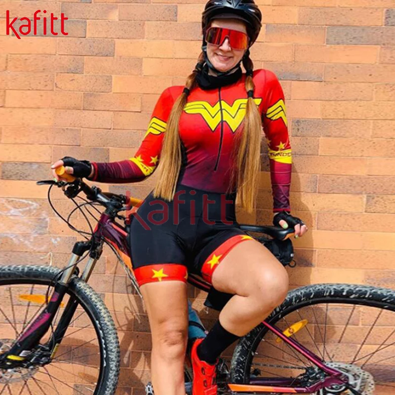 Kafitt Professional Women's Long Sleeve Cycling Jersey Suit Casual Workwear Macaquinho Ciclismo Feminino Jumpsuit Uniform