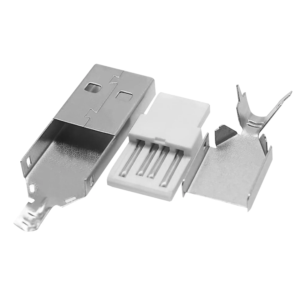 

10Pcs/Lot USB 2.0 Type A Welding Type Male Plug Gold Plated or Nickel Plated Connectors usb-A Tail Socket 3 in 1 DIY Adapter