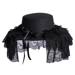 Ladies Black Veil Hat Felt Vintage Gothic Punk Women Court Style Afternoon Tea Cosplay Head Wear