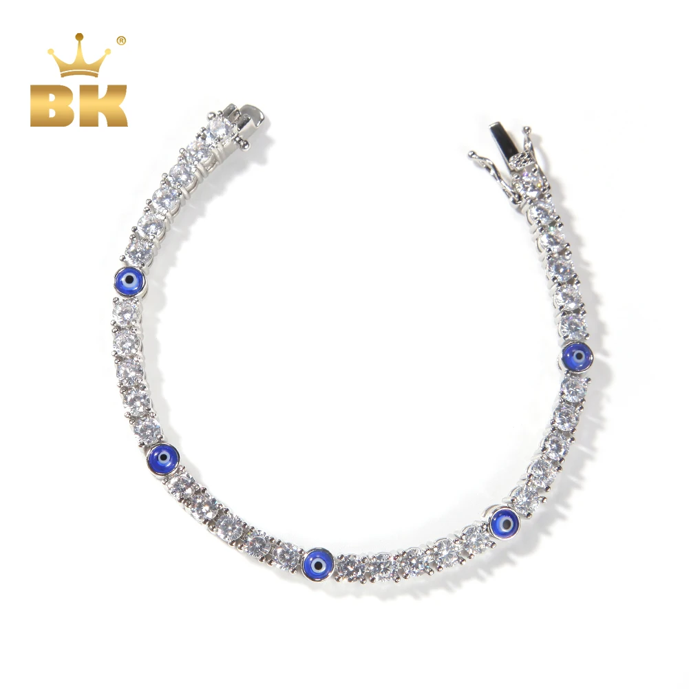 THE BLING KING Tennis Bracelet 4mm Turkish Blue Red Eyes Bracelet AAA CZ Iced Out Luxury Bangles Wholesale Women Hiphop Jewelry