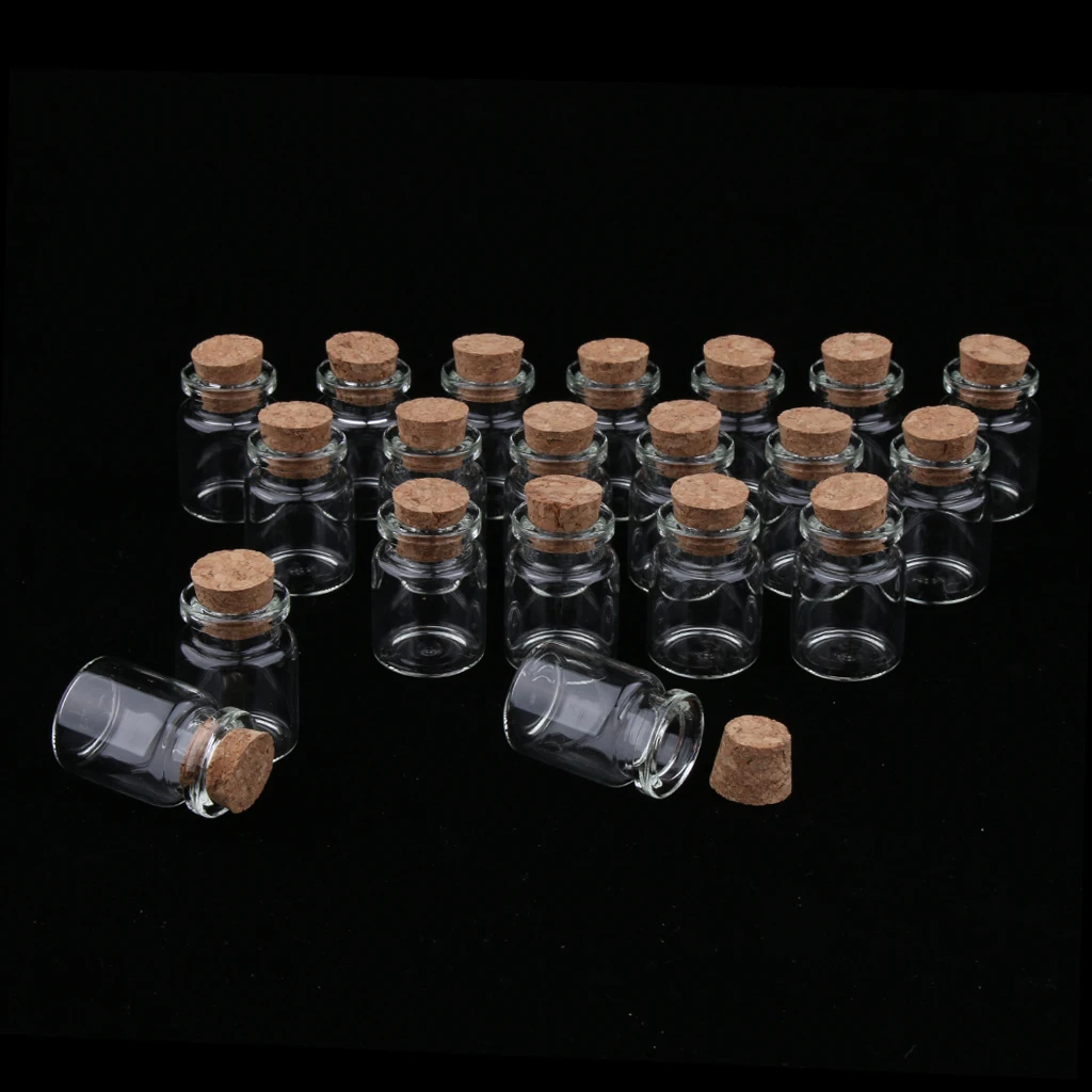 

5ml Cork Stoppers Clear Glass Jars Wishing Lucky Bottles - 20 Pieces