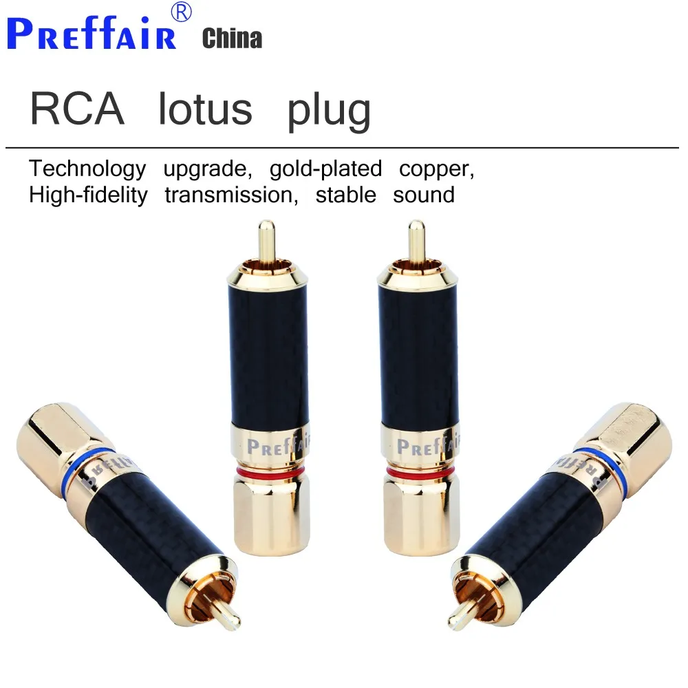 Wysokiej jakości Preffair R1701 pozłacane włókno węglowe wtyczka RCA złącze śrubowe z blokadą wtyczka przewodu Audio RCA