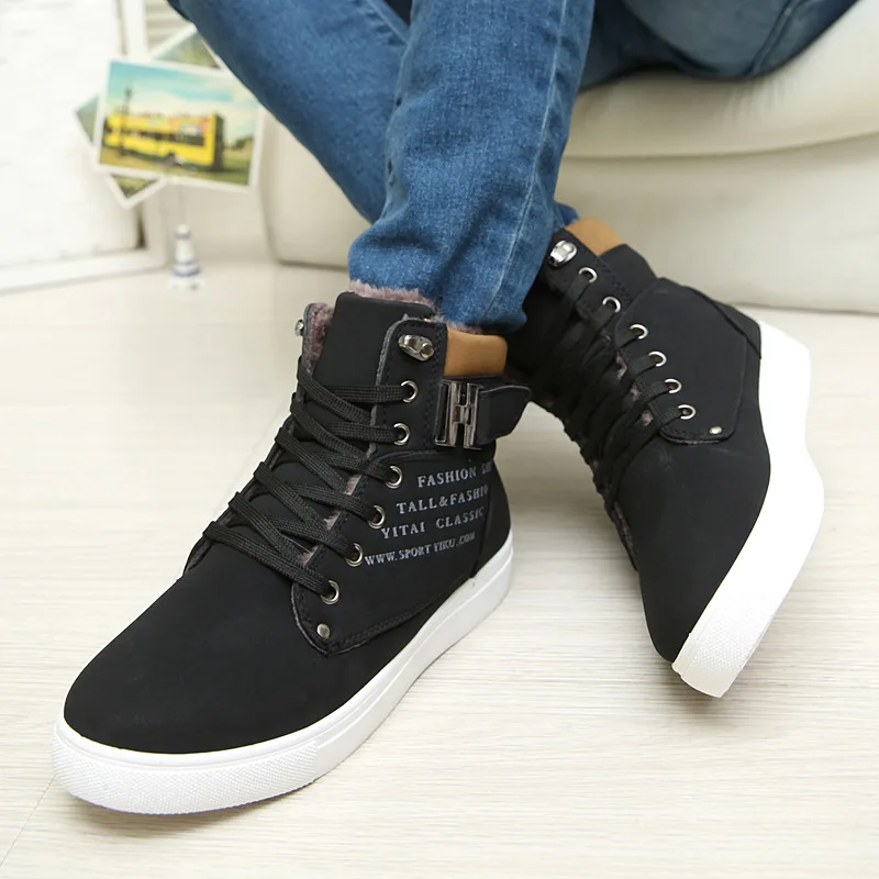 2020 Hot Men Shoes Fashion Warm Fur Winter Men Boots Autumn Leather Footwear For Man New High Top Canvas Casual Shoes Men856