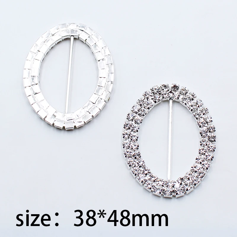 38*48mm 5 pezzi ovale lucido strass fibbia nastro scorrevole fibbia abbigliamento cappello abbellimento decorazione accessori gioielli fai da te