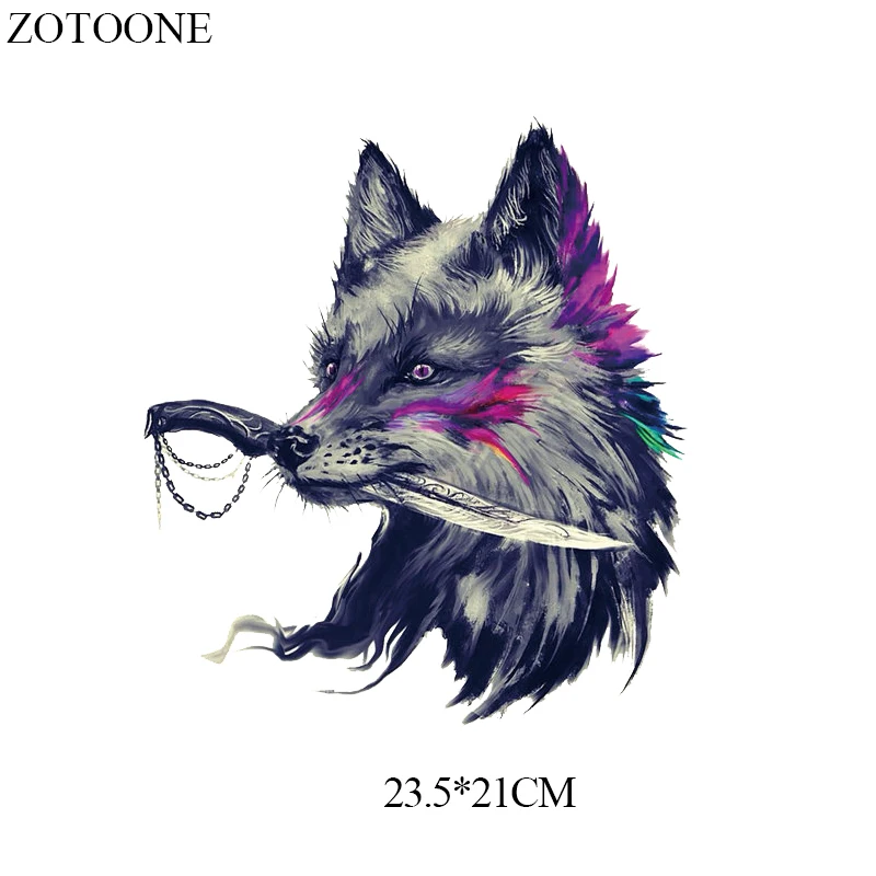 ZOTOONE Cute Animal Iron On Transfers for Clothing Wolf Panda Dog Patch Sticker DIY Kids Thermal Heat Transfer T-shirt Printed G