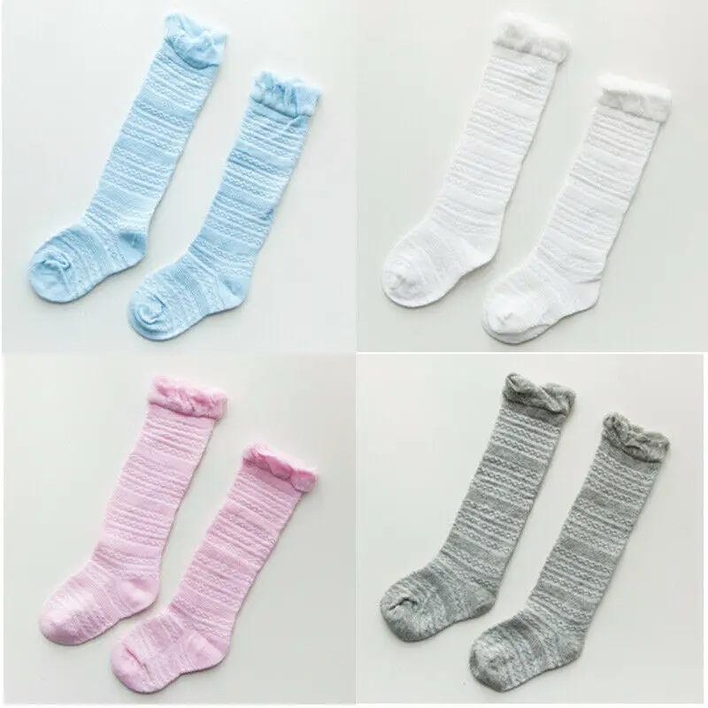 طفل الاطفال المولود الجديد الفتيات للجنسين جوارب طويلة إلى الركب لطيف بلون الطفل الجوارب طويلة الساق تدفئة لينة جوارب قطنية 1-3T