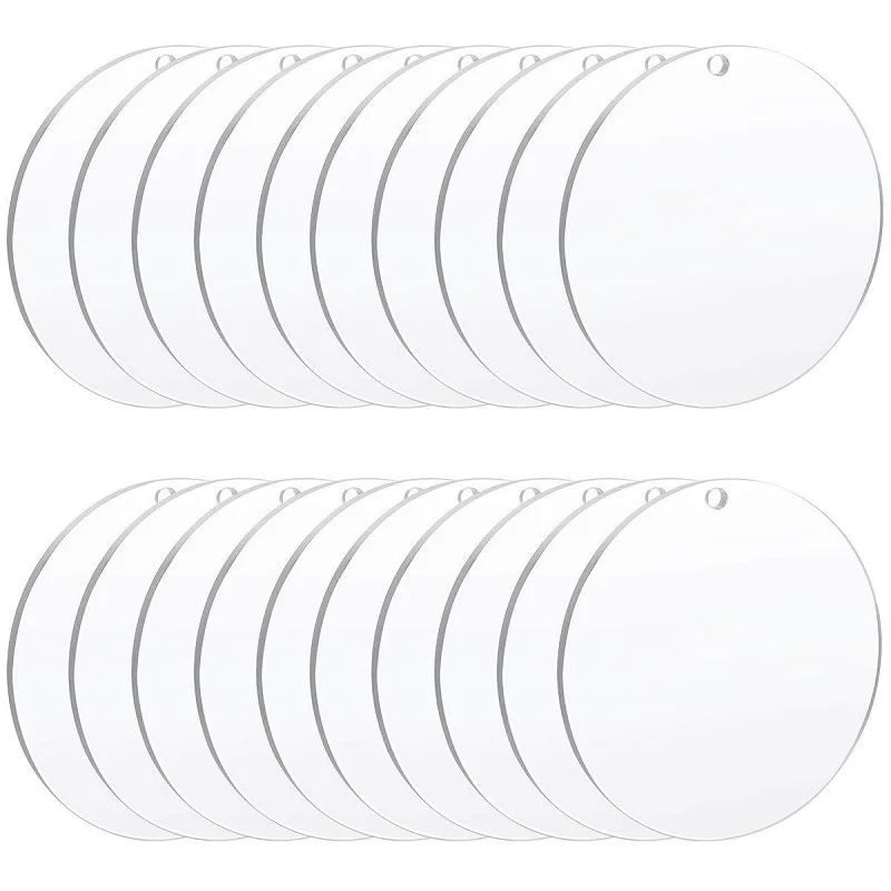 20/30/40PCS Round Clear Circle Acrylic Sheet Blank Acrylic Clear Plastic Disc for Children DIY Painted Art Project 2mm Thick