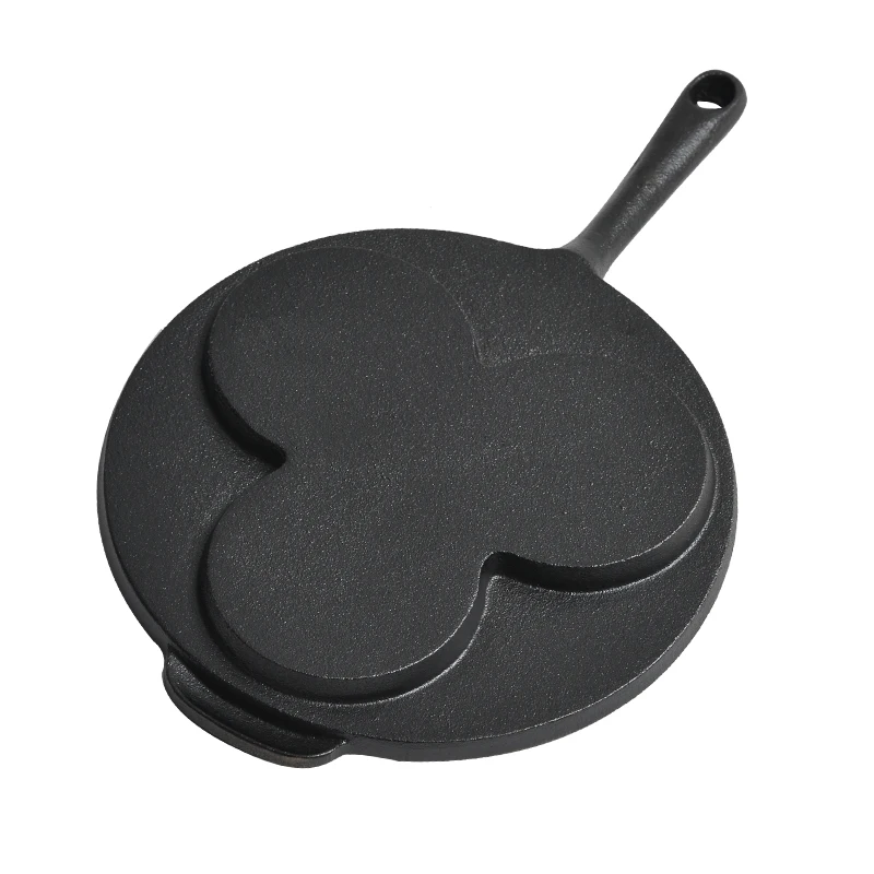 

3-Hole Egg Dumpling Pan Flat Bottom Thickened Frying Pan Uncoated Non-Stick Pan Egg Hamburger Pan