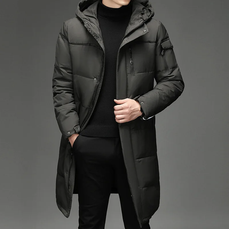 New Winter White Duck Down Jackets Men Hooded Long Winter Coat Men Thick Warm Fashion Down Coat Mens Brand Parka Plus Size 5XL