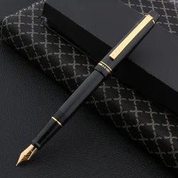 Brand 3001 Fountain Pen Black Plastic Fashion EF F Nib Stationery Office School Supplies Golden Ink Pens