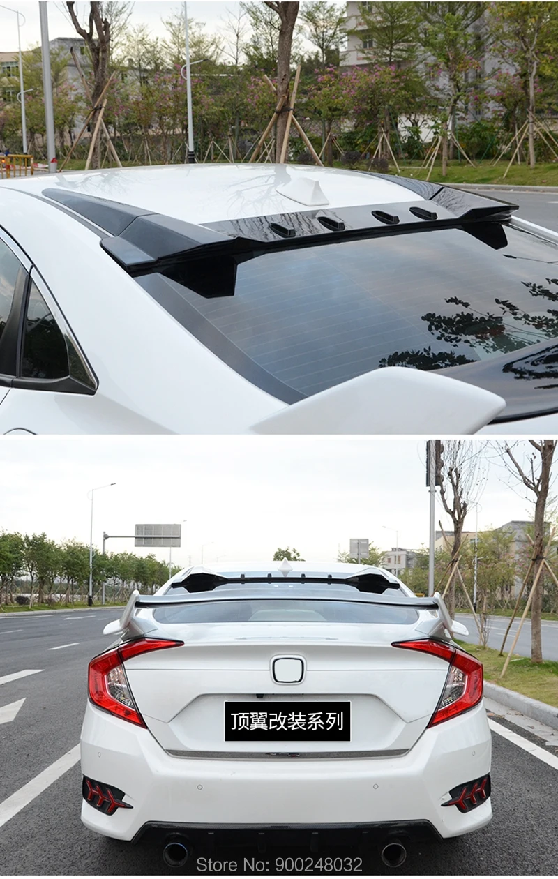 

for Honda Civic 10th 2016-2018 ABS Plastic Unpainted Color Rear Roof Spoiler Wing Trunk Lip Boot Cover Car Styling