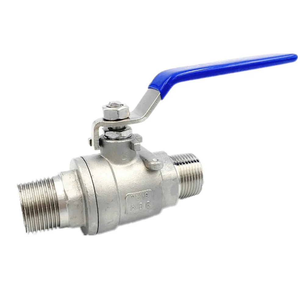 1PCS 304 Stainless steel ball valve 1/4\'\' 3/8\'\' 1/2\'\' 3/4\'\' Male Thread Valve Connector Joint Pipe Fitting Coupler Adapter