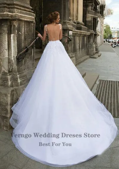 Verngo Modern Short Wedding Dress Mermaid Detachable Train Three Pieces 3 in 1 Lace Applique Sheer Neck Backless Bridal Gown