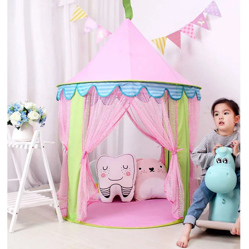 

Folding Tipi Children Tent Princess Castle Play House Outdoor Beach Tent Toy Teepee Portable Toy Tents Kids Baby Girl Gifts