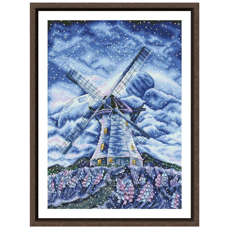 Windmill under the blue sky cross stitch kit 18ct 14ct 11ct unprint fabric cotton thread DIY embroidery kit home wall decoration