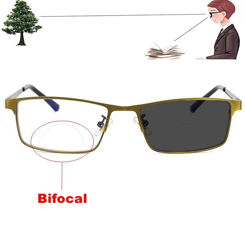 

Bifocal Photochromic Reading Glasses For Men Presbyopia Magnifying Anti Blue Ray Readers Bifocus Spectacles