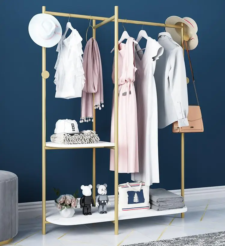 

Nordic floor clothes rack multi functional light luxury marble bedroom clothes rack household goods clothes rack