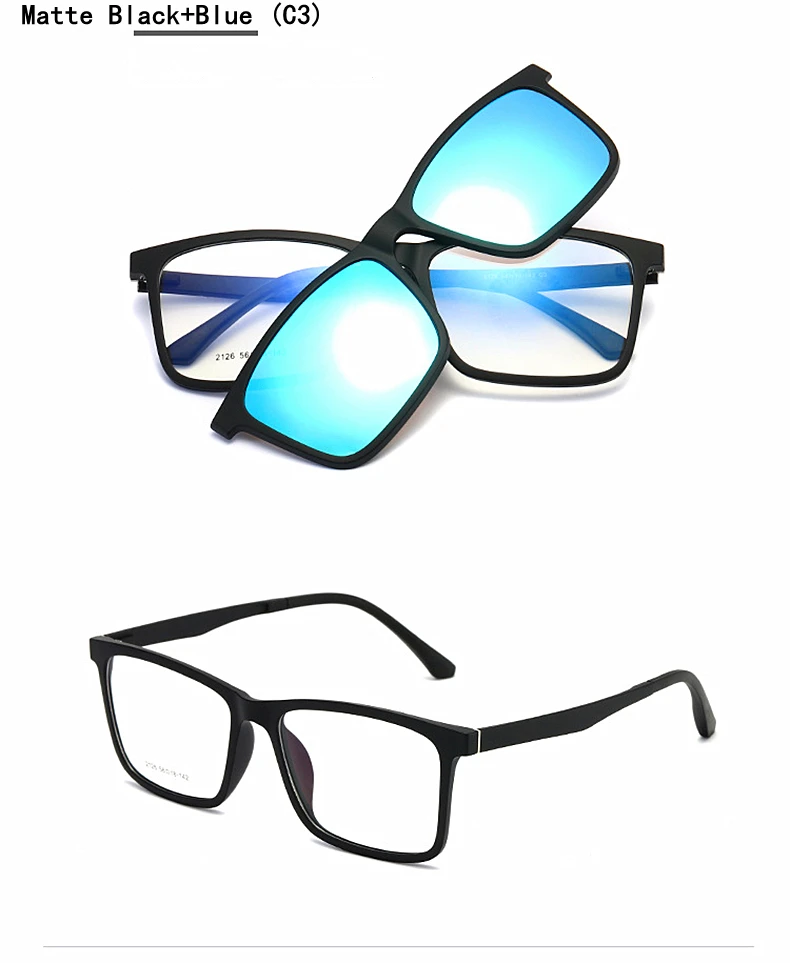 YIMARUILI Multifunktions-Sonnenbrille mit optischer Sehstärke, magnetische Clip-on-Sonnenbrille für Herren, Anti-Ultraviolett-Fahrbrille 2126 – Detail 11