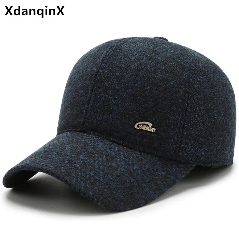 Men's Winter Hat Middle-aged Warm Ear Protection Thickened Baseball Caps Adjustable Size Men Earmuffs Hats Casual Sports Cap