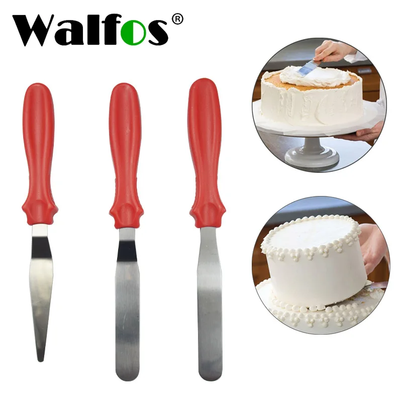 

WALFOS DIY Cake Cream Spread Decorating Scraper Pastry Angled Blade Spatula Wedding Valentine Baking Cooking 3Pcs/Set