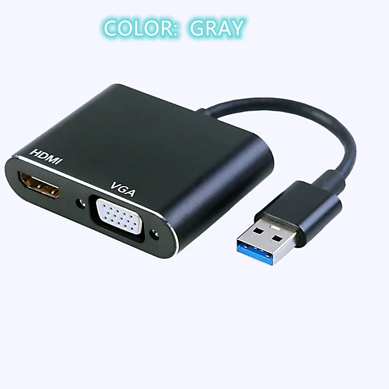 Usb2.0 to hdmi-compatible vga 1080p adapter video audio converter for mac os windows 7/8/10 pc tv hdtv projecto