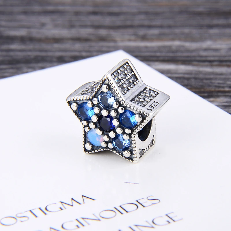 100% 925 Sterling Silver Pentagram Beads, Apple Beads, Two flowers Beads, Pink zircon Beads Fit Charm Bracelets Fine Jewelry