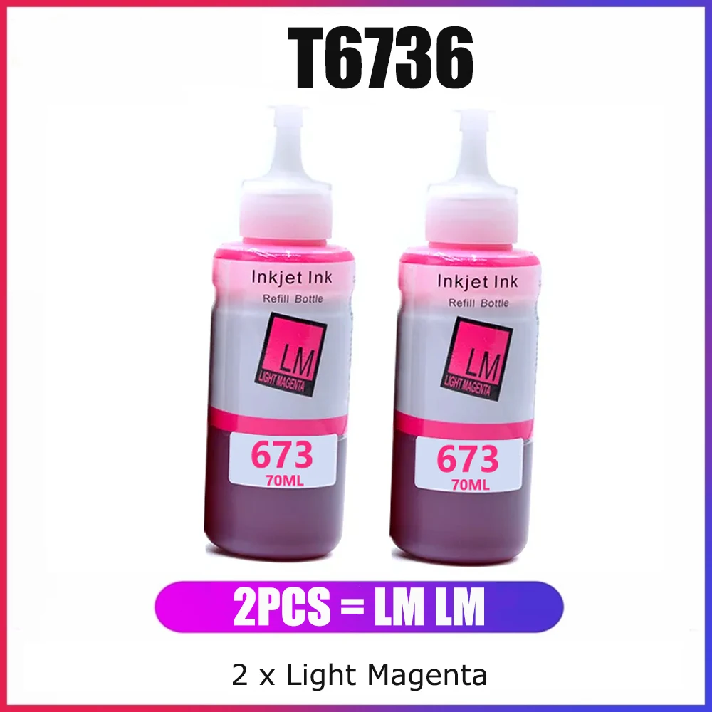 YC Compatible For Epson T6736 673 Light Magenta For  Epson L1800 For Epson L1805,L1805 Refill Ink,Ecotank L800,L805 Ink,L810 Ink