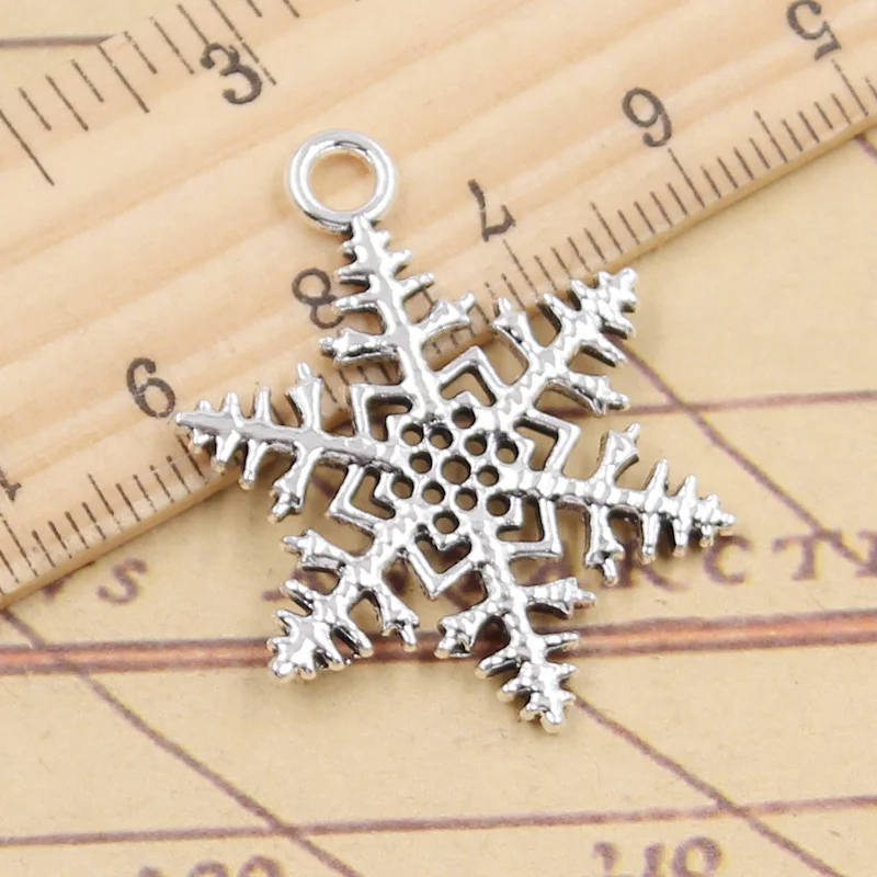 10pcs Charms Snow Snowflake 35x26mm Tibetan Silver Color Pendants Antique Jewelry Making DIY Handmade Craft