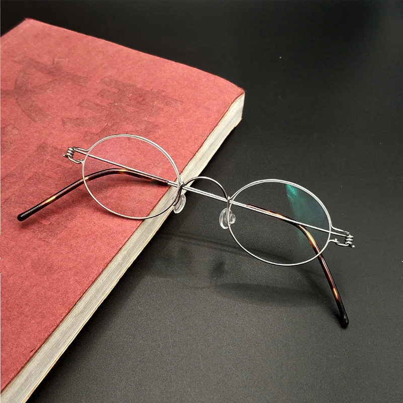 Handmade vintage small oval myopia anti-blue glasses without screw retro photochromic prescription presbyopic optical Eyeglasses