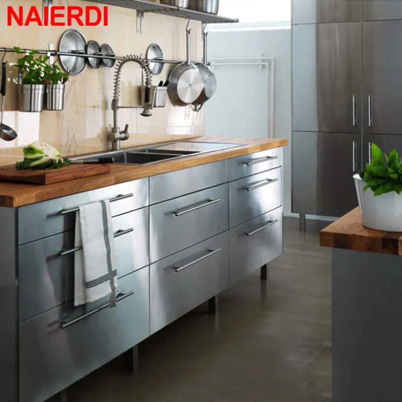 NAIERDI-Poignée de meuble noire en acier inoxydable, barre en T, poignée de cuisine en or brossé, nervure d'armoire avec vis en bambou découpable, 20 pièces