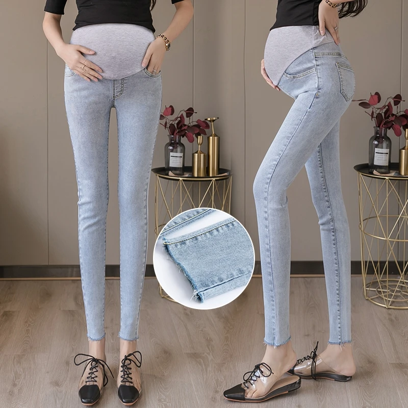 Maternity pants and leggings Thin summer pregnant women's belly lift jeans fashion maternity wear