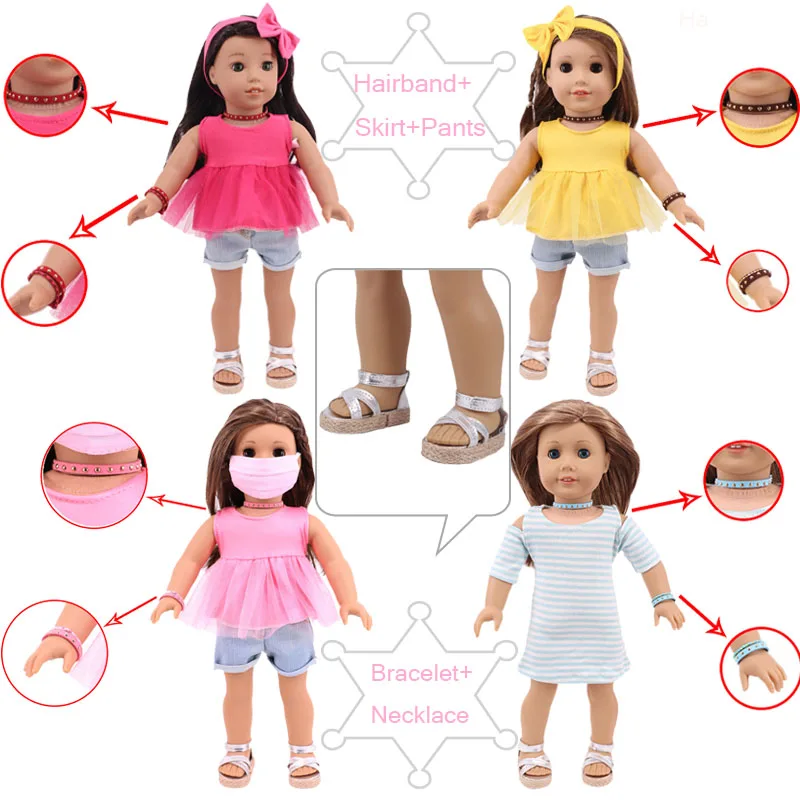 5Pc/Set Doll Baby Clothes Dress Shoes Accessories For 18 Inch American&43 CM Reborn Baby New Born Doll ,Girl's Russia Gifts Toy