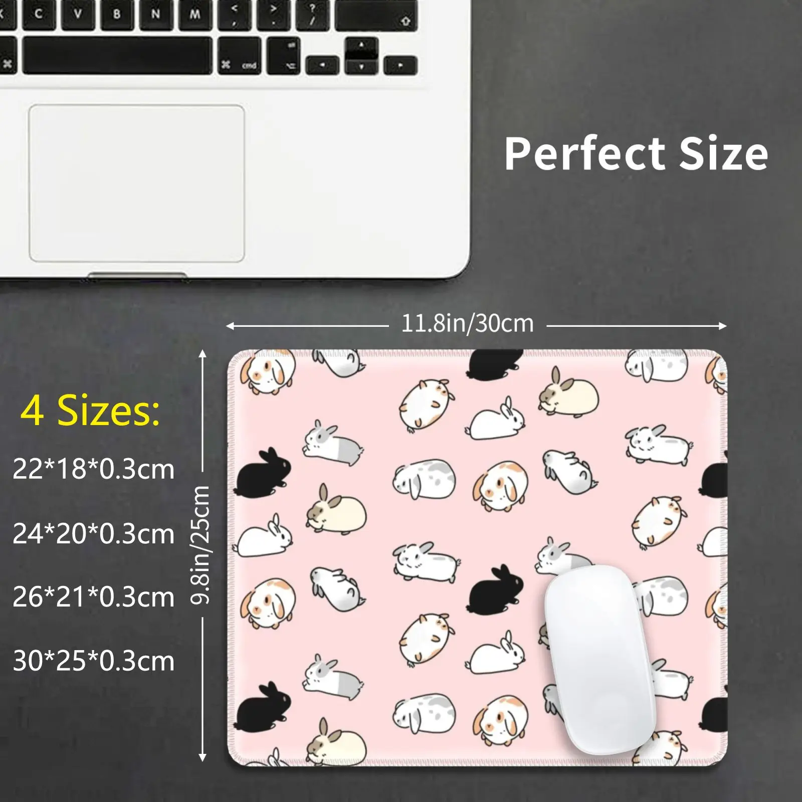 Bunny Rabbits Mouse Pad 2449 White Simplistic Mimimalist Bunny Rabbit Rabbits Bunnies Kawaii