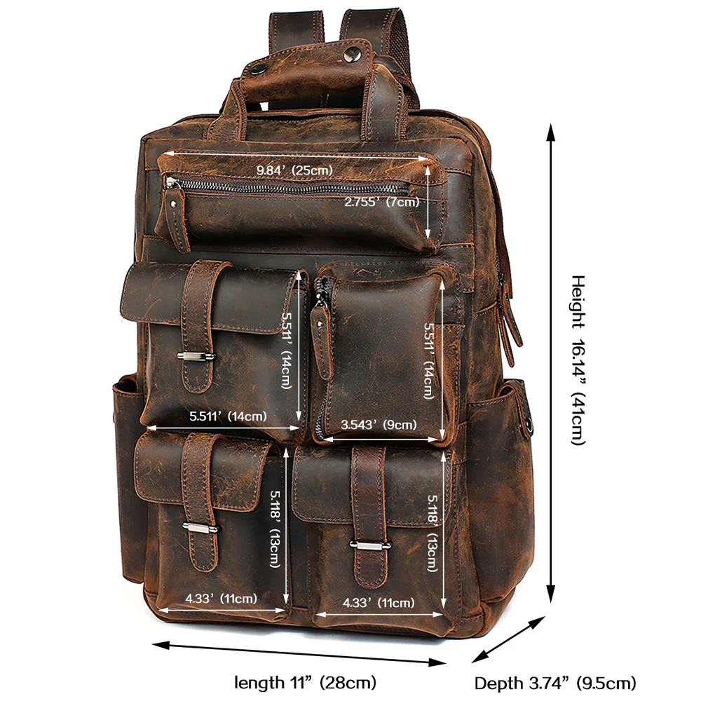 MVA Vintage Genuine Leather Backpack 15\