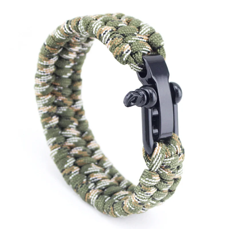 Multi Functional Emergency Paracord Bracelet Survival Parachute Outdoor Tools Scraper Whistle Buckle Jewelry Men Women