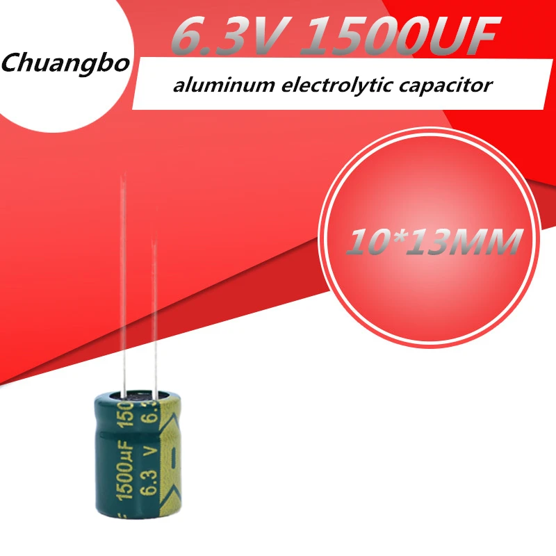 20pcs 6.3V1500UF 1500UF 6.3V 10*13  Low ESR/Impedance high frequency aluminum electrolytic capacitor size  10*13MM 6.3V 1500UF