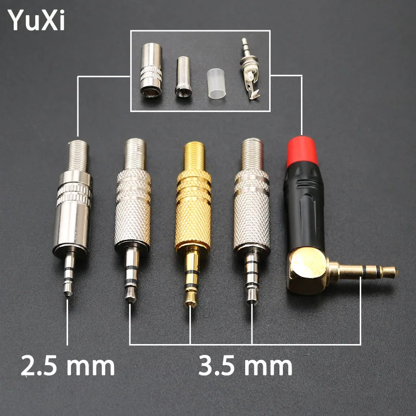 

YuXi Stereo 2.5 3.5 mm 1/8in Headphone Earphone DIY Male Audio Jack Plug Solder Connectors for Computers Laptops Tablets MP3