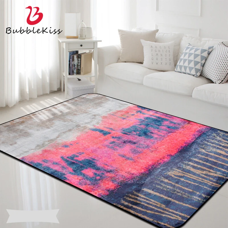 

Bubble Kiss Pink Rug for Living Room Nordic Style Oil Painting Abstract Pattern Carpet Home Bedroom Decoration Soft Carpet