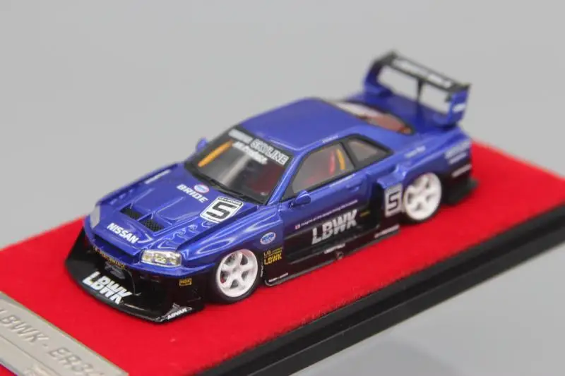 Stance 1:64 NISSAN  Skyline GT-R R34 LB LBWK Liberty Walk Super Silhouette Collection of die-cast resin car model ornaments