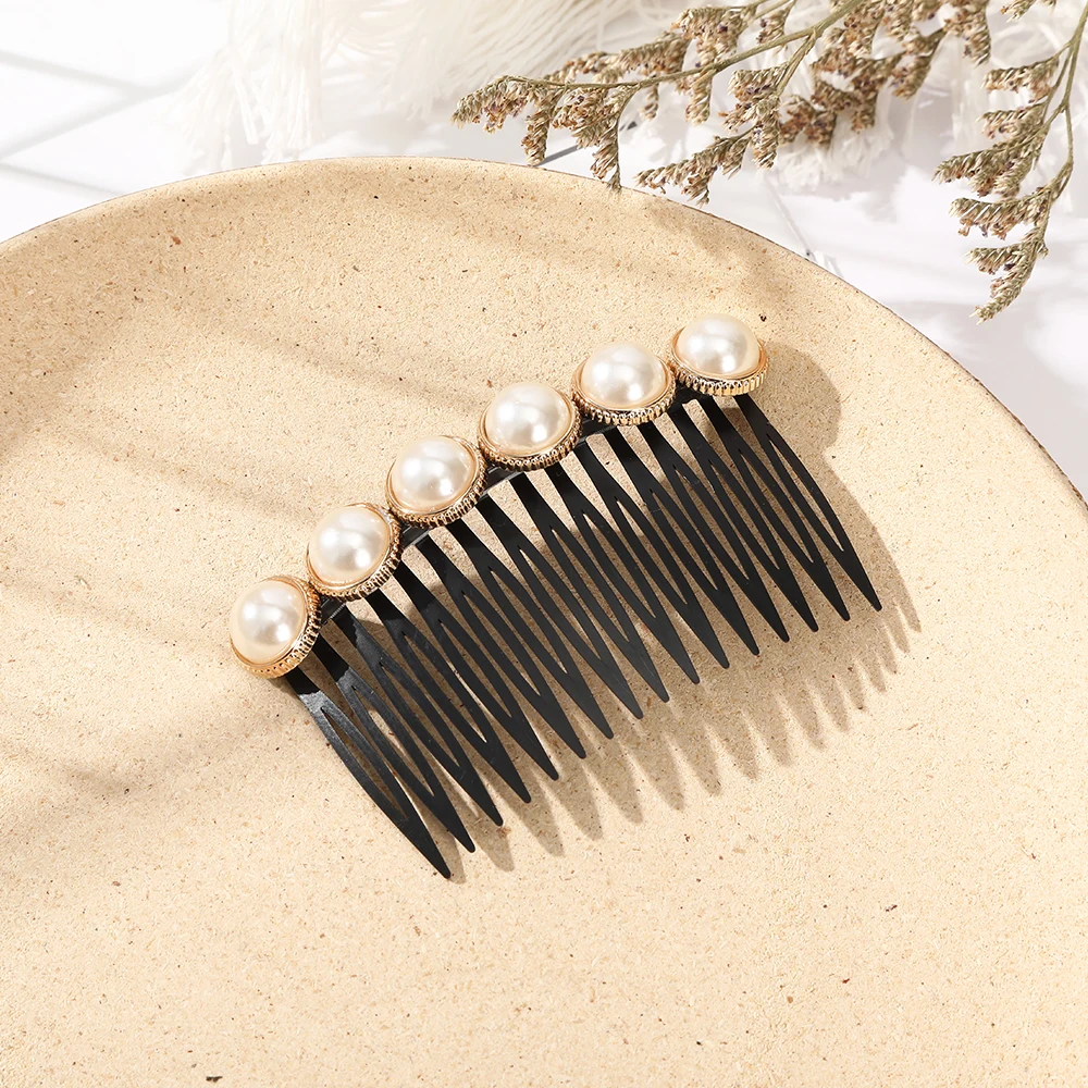 Women 16 Teeth Hair Combs Girl\'s Bangs Clips Top Hair Fixed Hairpins Rhinestone Pearl Hair Clip Bun Barrettes Hair Accessories