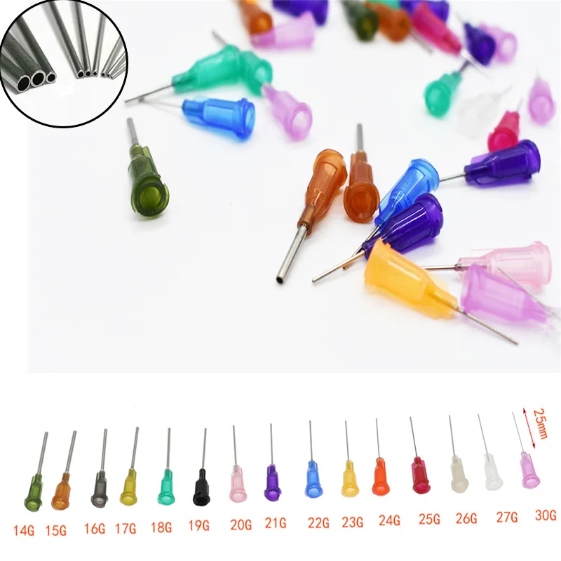 50pcs 0.5 Inch 14G -30G screw Precision Tips Liquid Dispenser Syringe Blunt Needle Stainless Steel Tube  Glue Dispens