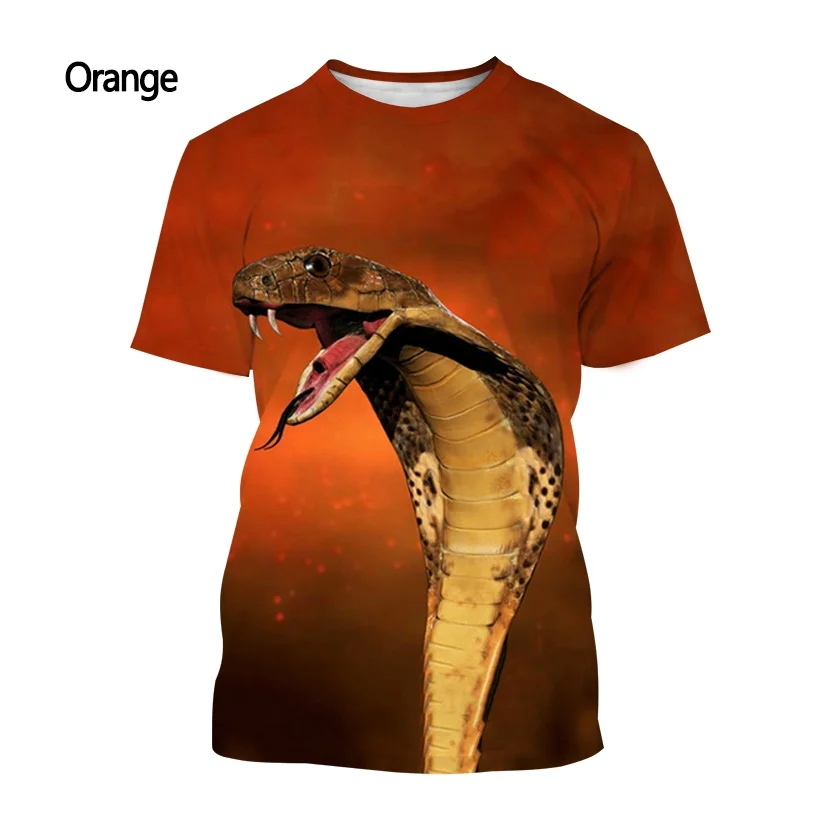 New fashion men and women 3d printing t-shirt snake t-shirt summer casual short-sleeved animal t-shirt