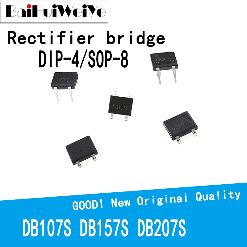 50PCS/LOT DB107S DB157S DB207S DIP4 SOP4 Diode Bridge Rectifier SMD 1A/2A New Original Good Quality